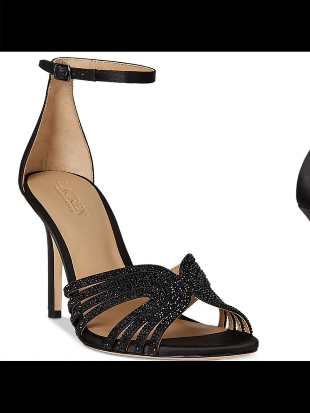 NWB Lauren Ralph Lauren women’s Allie embellished multistrap sandals black 8.5